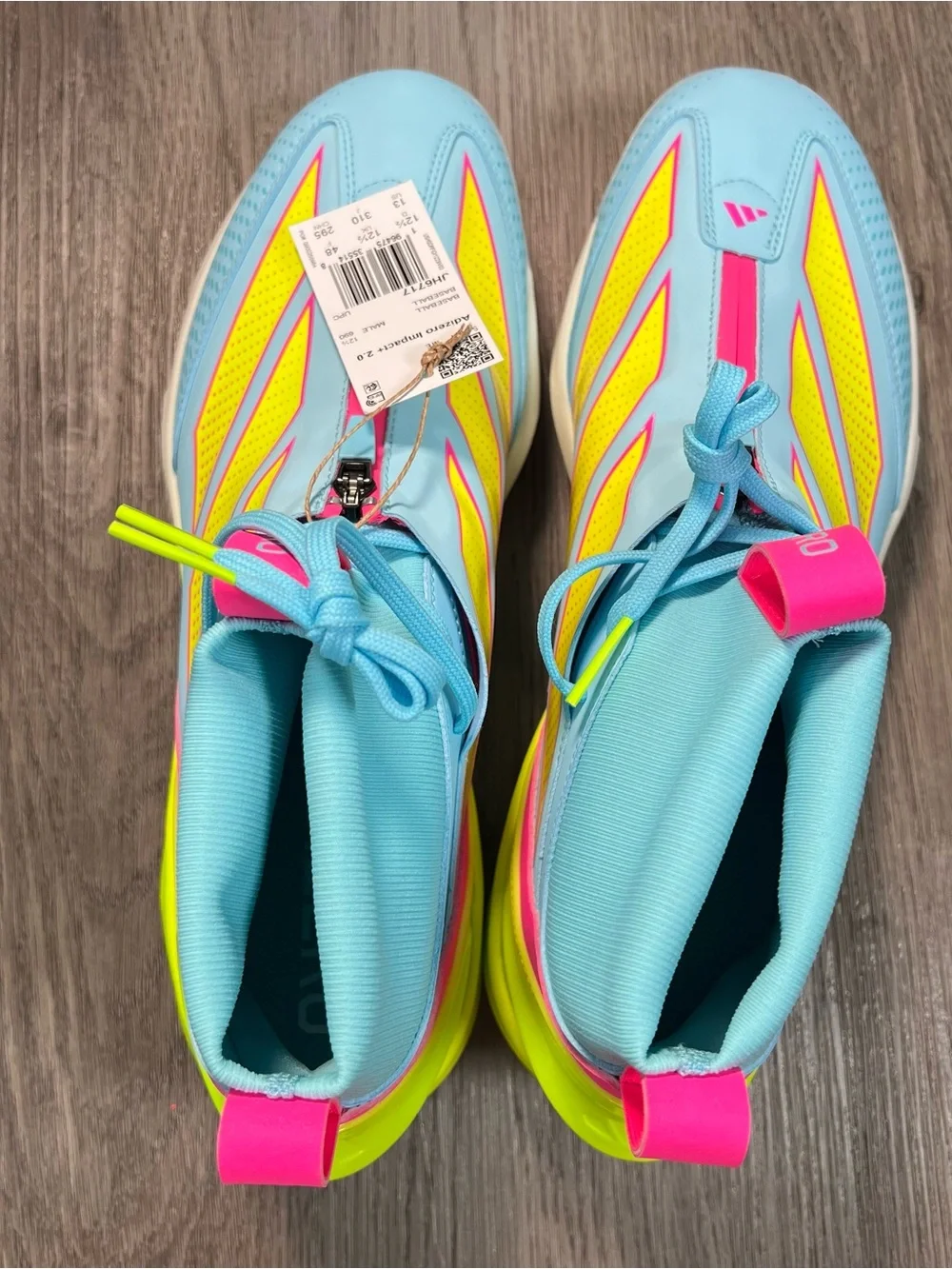 adidas adizero Impact+ 2.0 Men's Metal Baseball Cleats Size 13 JH6717 Blue Pink
